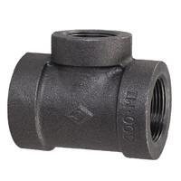 RED2T114B 1" X 1/4"  Reducing Tee (2 sizes), Malleable 150#, Black